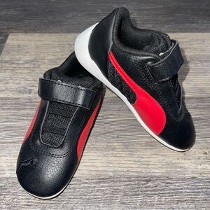 Puma Ferrari Toddler Sneakers Size 8C Black Red Velcro Athletic Racing Shoes